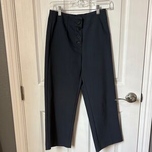 LOFT charcoal Ankle-Length Wide-Leg Trousers